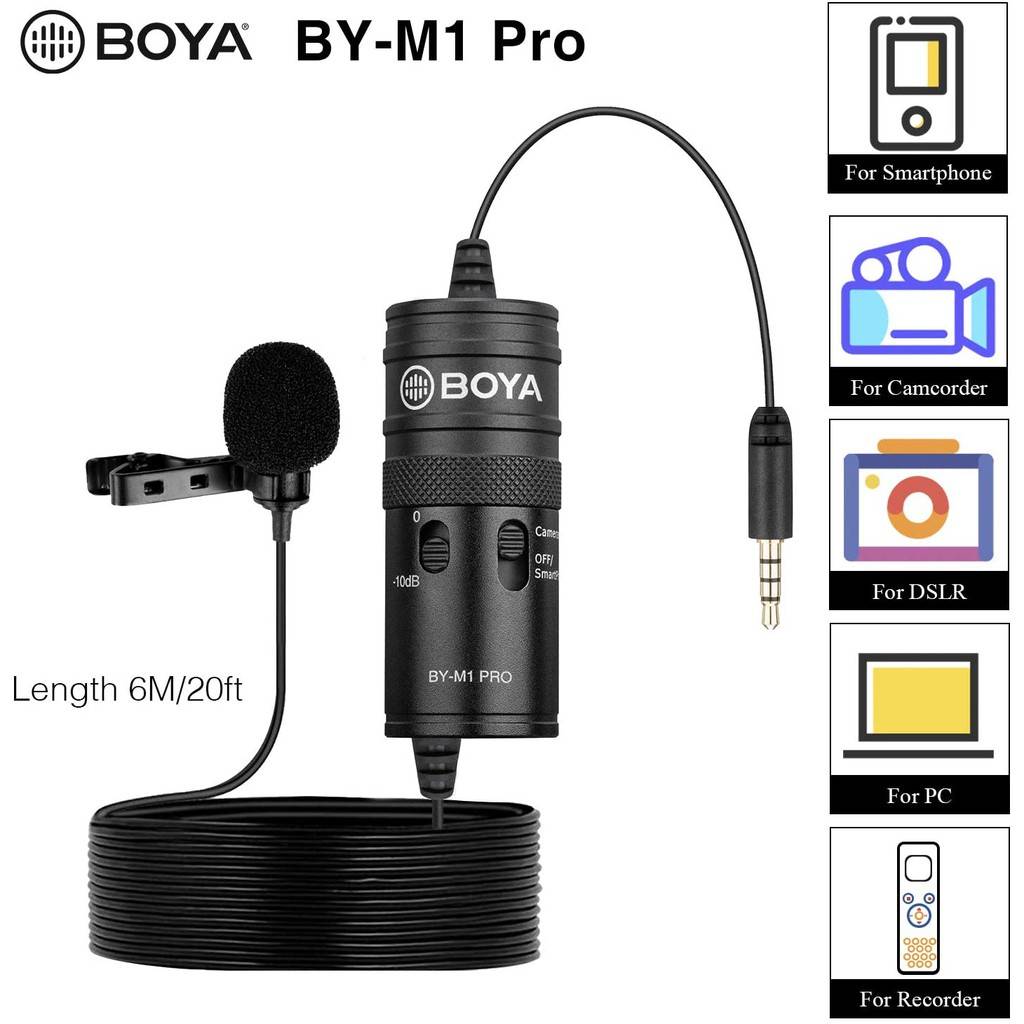Original Boya BYM1 Pro Omnidirectional Lavalier Microphone Clipon Mic