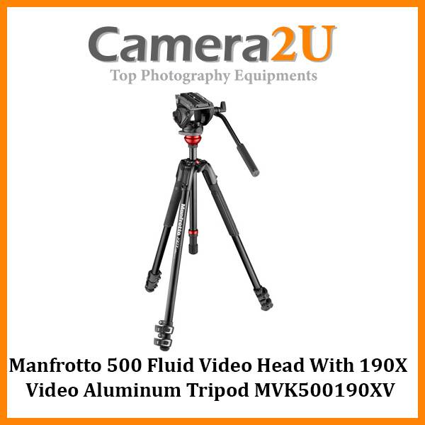 Manfrotto 500 Fluid Video Head With 190X Video Aluminum Tripod MVK500190XV Camera2u Malaysia