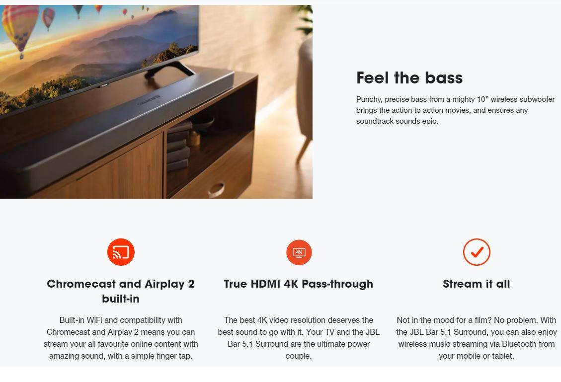 JBL BAR 5.1 IMMERSIVE 5.1 Channel Soundbar Camera2u Malaysia Top