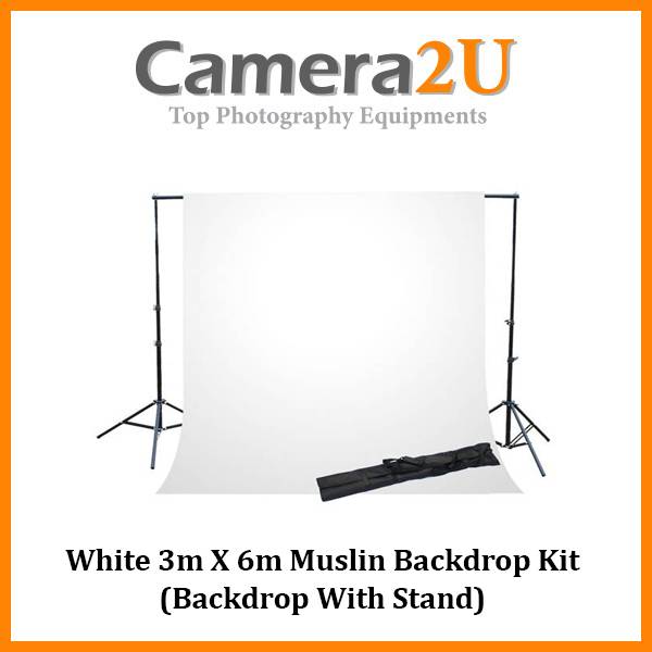 EPhoto K69-P Photography Lighting Kit With 2x 45W CFL Bulbs & Muslin Backdrop - Continuous Light For Studio