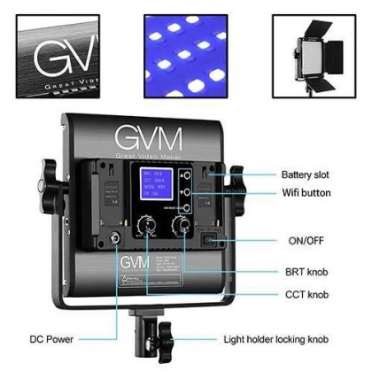 GVM 800D RGB LED 2 Light Panel Kit LS-P80S LED Daylight Light with