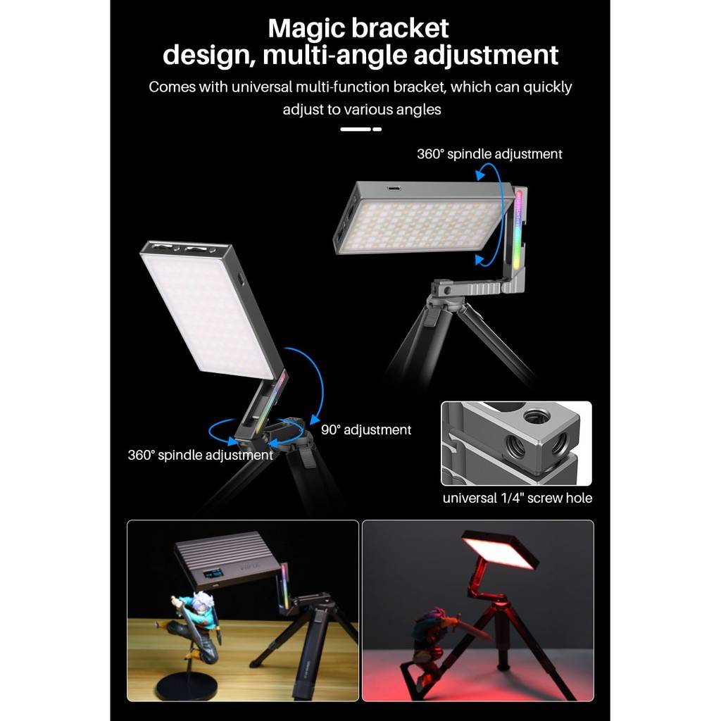 Ulanzi Vijim R70 Full Color RGB LED On-Camera Light with Tilt Bracket ...