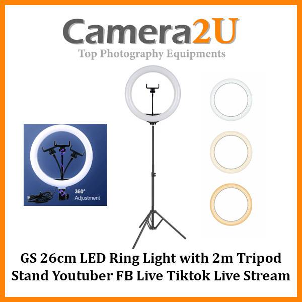 GS 26cm LED Ring Light with 2m Tripod Stand Youtuber FB Live