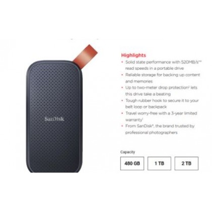 SanDisk Extreme External Portable SSD E30 520mb/s - ( 480GB / 1TB / 2TB ...