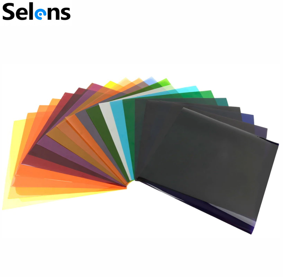 Selens 20pcs Color Lighting Gel Filters 25x25cm Transparent ...