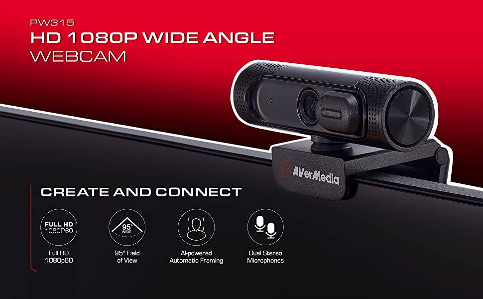 AverMedia PW315 Full HD 1080P60 Wide Angle Webcam Camera2u
