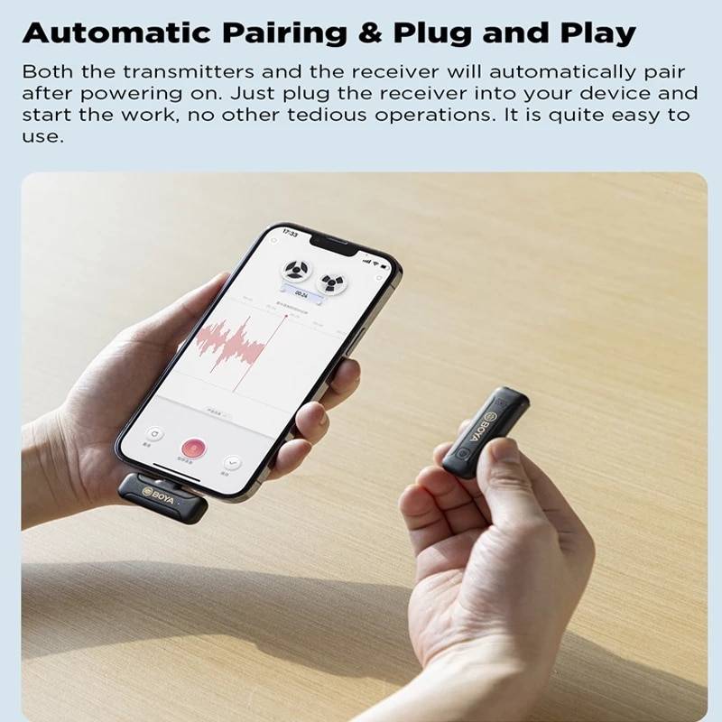 Boya BYWM3T2D2/U2 Wireless Microphone Noise Cancellation Mini Lapel