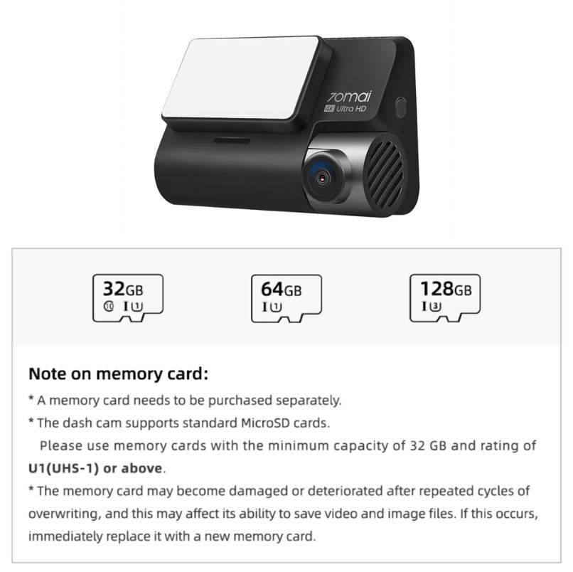 70mai A800S 4K Ultra HD Dash Cam Rear Cam Dual Vision App Control 24H ...