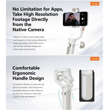 Hohem ISteady M7 AI Tracking Gimbal Stabilizer For Smartphone,3-Axis Phone Gimbal With Fill Light And 1.4" Detachable Touchscreen Remote Control For Vlogging Travel - View #6