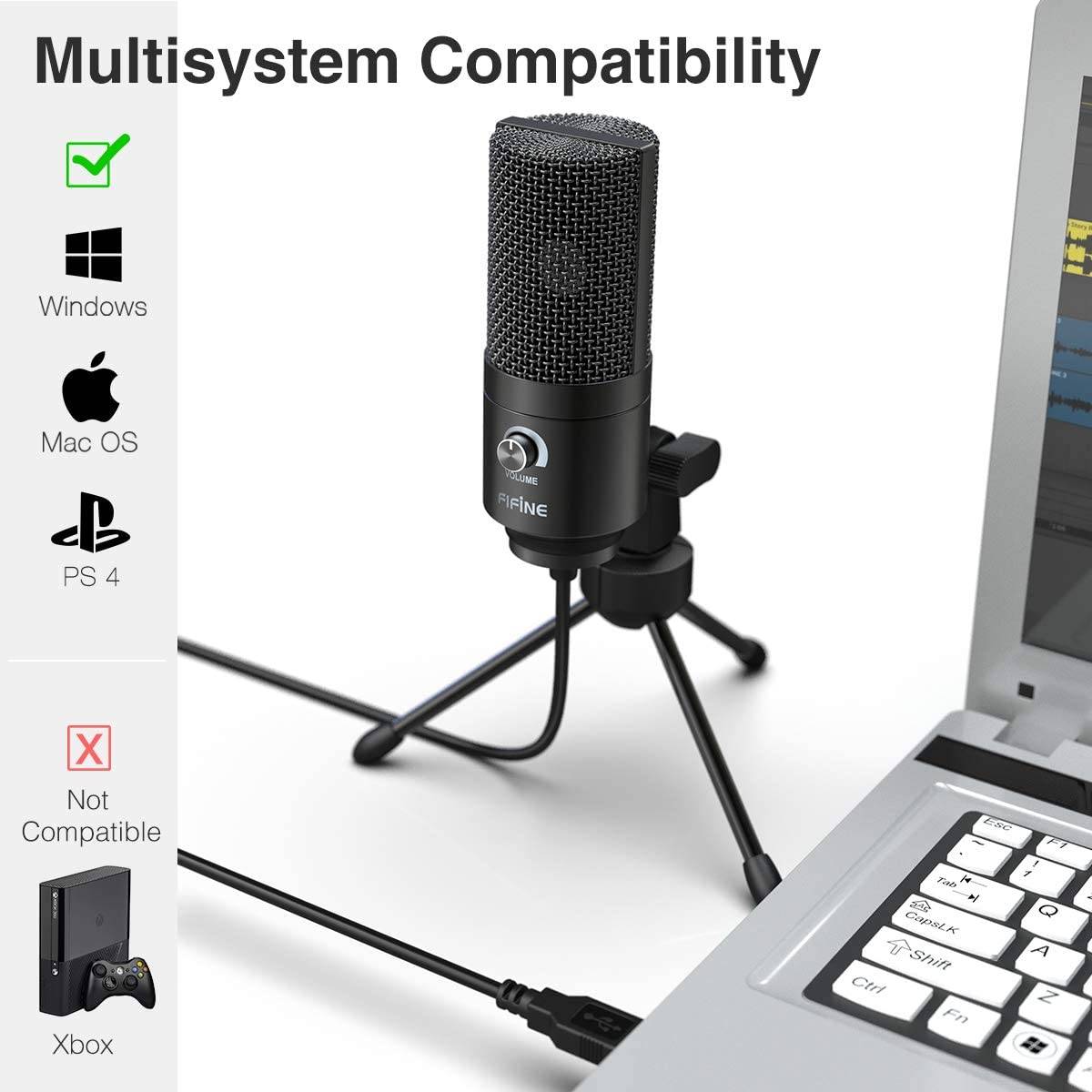 FIFINE K669B USB Metal Condenser Recording Microphone for MAC / Windows