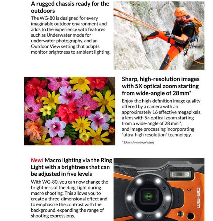 Ricoh WG-80 Digital Camera WG80 Waterproof Camera +64GB +Bag