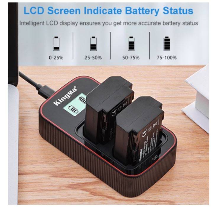 King Ma NP-FZ100 Battery Charger, 4 Channel Camera Battery Charger, 45W PD Fast Charge with LED Display, Compatible with Sony