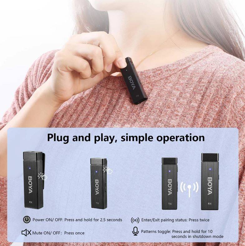 Boya BYW4 2.4GHz FourChannel Wireless ClipOn Microphone