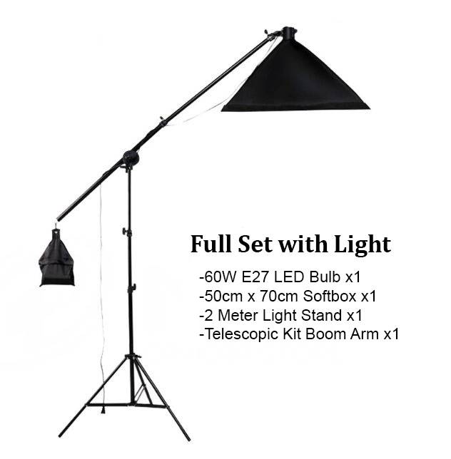 FOTO Studio Photo Telescopic Boom Arm Top Light Stand with Sandbag for  Speedlite /Mini Flash Strobe /Softbox /LED Video