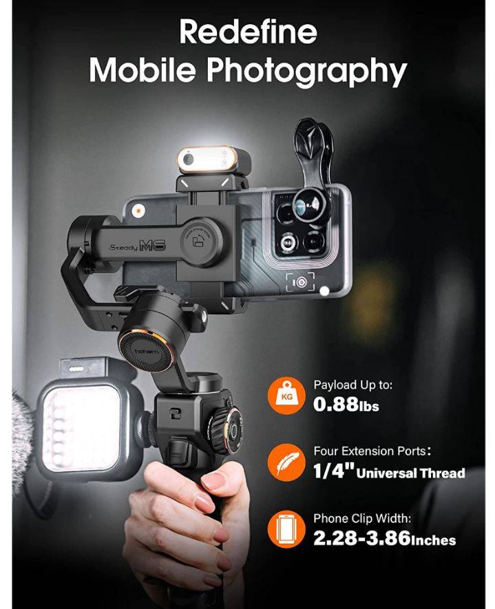 Hohem iSteady M6 /M6 Kit 3axis Smartphone Gimbal with Fill Light and AI Vision Sensor