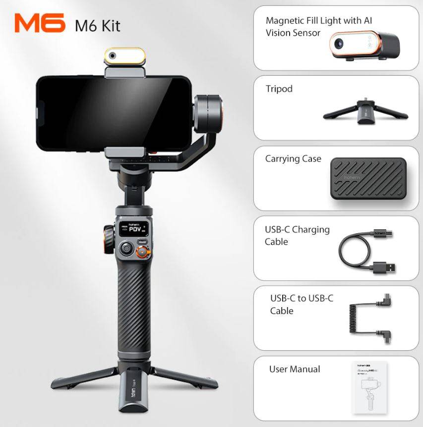 Hohem ISteady M6 M6 Kit 3 axis Smartphone Gimbal With Magnetic Fill 