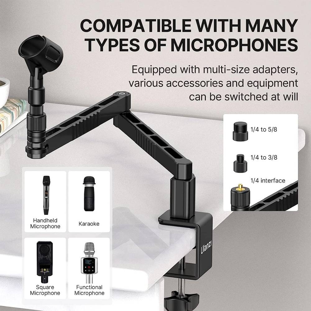Ulanzi VIJIM LS26 Low Profile Mic Arm 360° Rotatable Foldable Microphone Boom Arm Camera2u