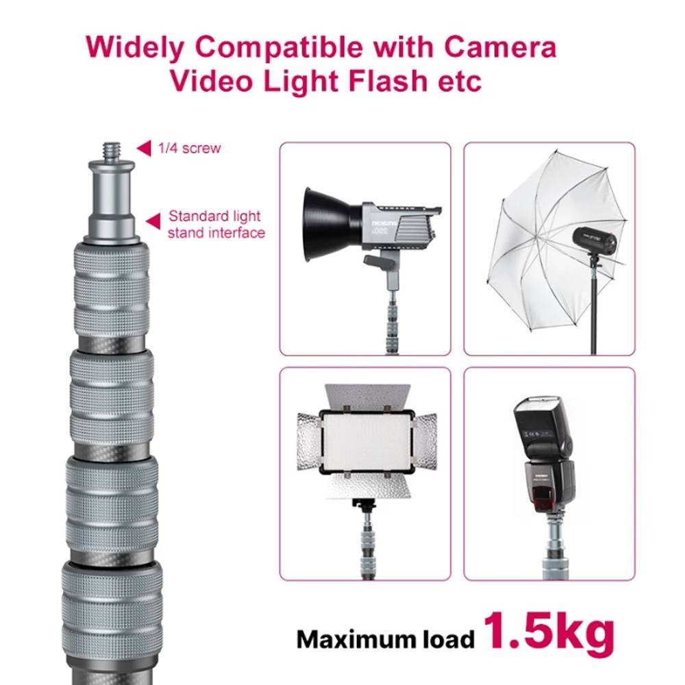 Ulanzi MT49 1.9M Carbon Fiber Lighting Stand Portable Tripod Photography Light Stand for LED