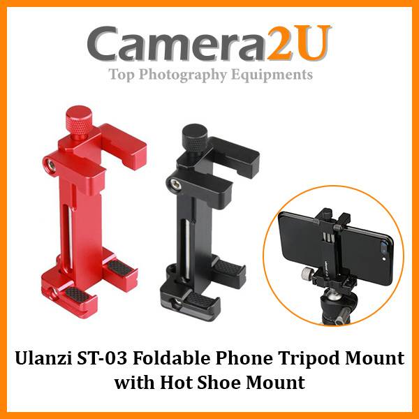 Ulanzi ST-03 Foldable Phone Tripod Mount with Hot Shoe Mount for Cold Shoe  Microphone 1/4'' Tripod Clamp for Smartphone