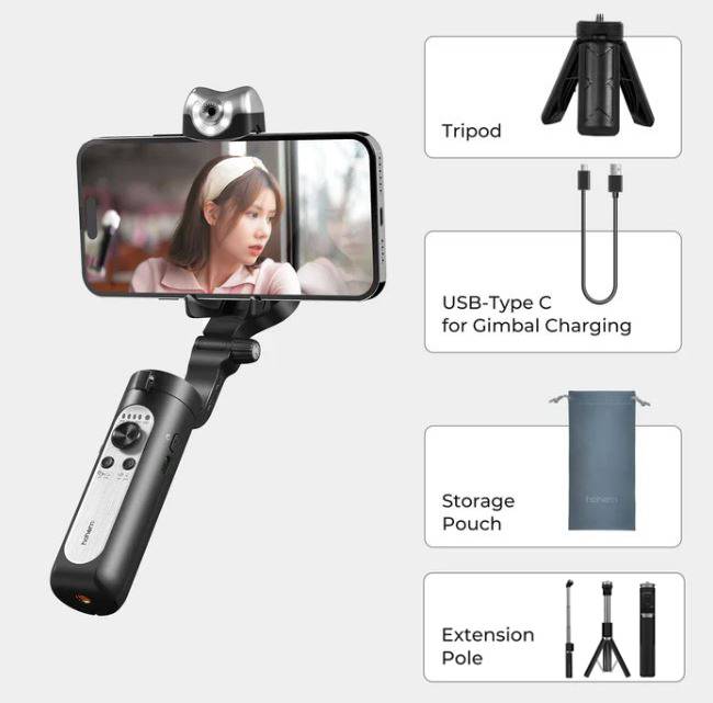 Hohem iSteady V2S AI Auto Face Tracking Gimbal 3-Axis Handheld Phone  Stabilizer 360° Selfie Tripod