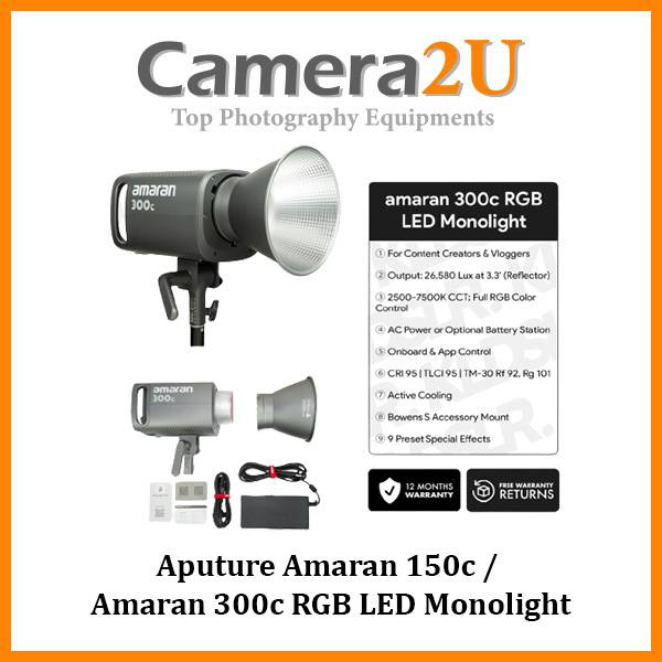 Aputure Amaran 150c / Amaran 300c RGB LED Monolight Full-Color 150W ...