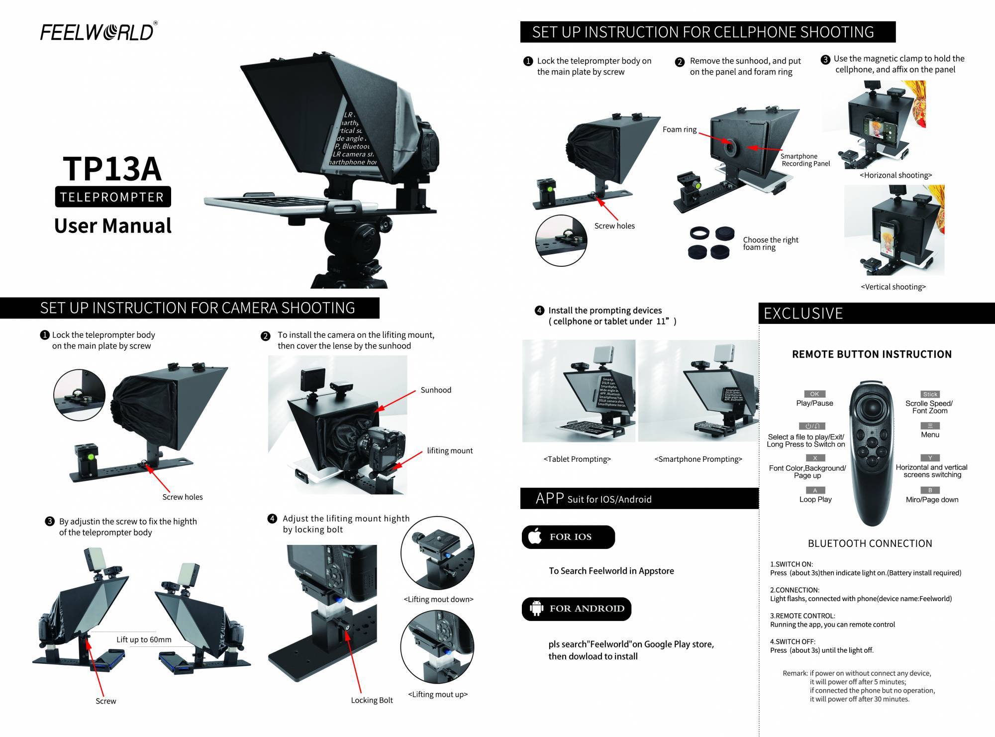 Feelworld TP13A 13" Portable Teleprompter for Laptop DSLR Camera
