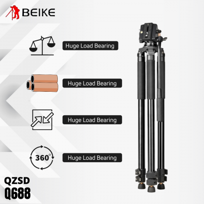 Beike QZSD Q688 Professional Video Tripod with Video Fluid Head ...