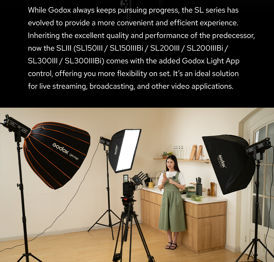 READY STOCK Godox SL200 III 200W (Version 3) Light Kit Bowens Mount  Daylight Balanced LED Video Light