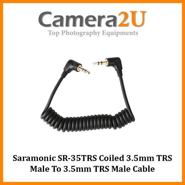 Saramonic SR-35TRS Coiled TRS Male To TRS Male Cable For  Wireless Mic Microphone, Mixers, Recorders