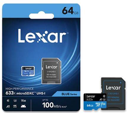 MicroSD Card Lexar® High-Performance 633x microSDHC™/microSDXC™ UHS-I