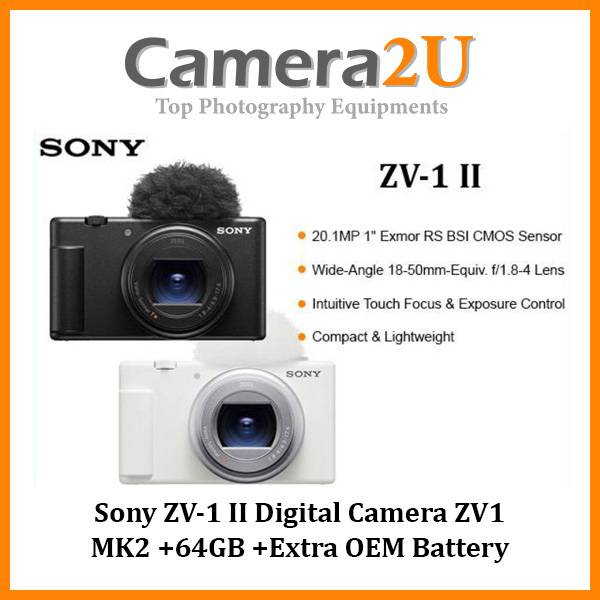 Sony ZV-1 II Digital Camera ZV1 MK2 +64GB +Extra Ori Battery