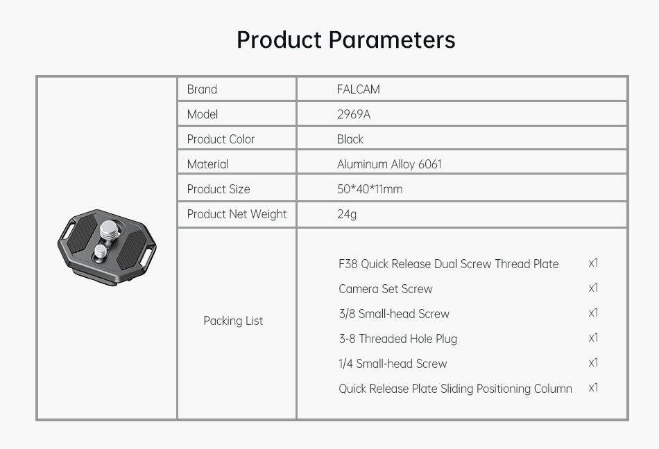 Ulanzi FALCAM F38 Quick Release Dual Screw Thread Plate V2 2969A ...