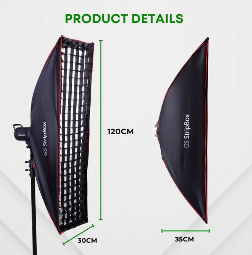 GS StripBox Rectangular Softbox 30x140cm with Grid | Camera2u Malaysia ...