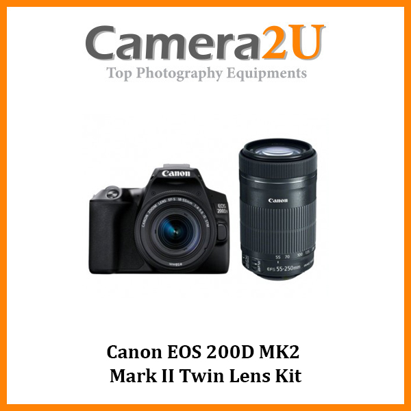 Canon EOS 200D MK2 Mark II Twin Lens Kit +32GB +Bag (Import) Camera2u