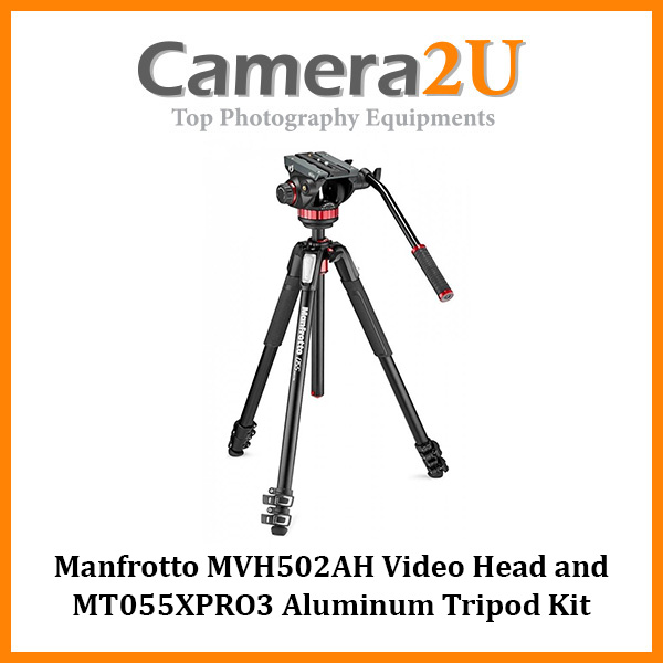 Manfrotto MVH502AH Video Head and MT055XPRO3 Aluminum Tripod Kit